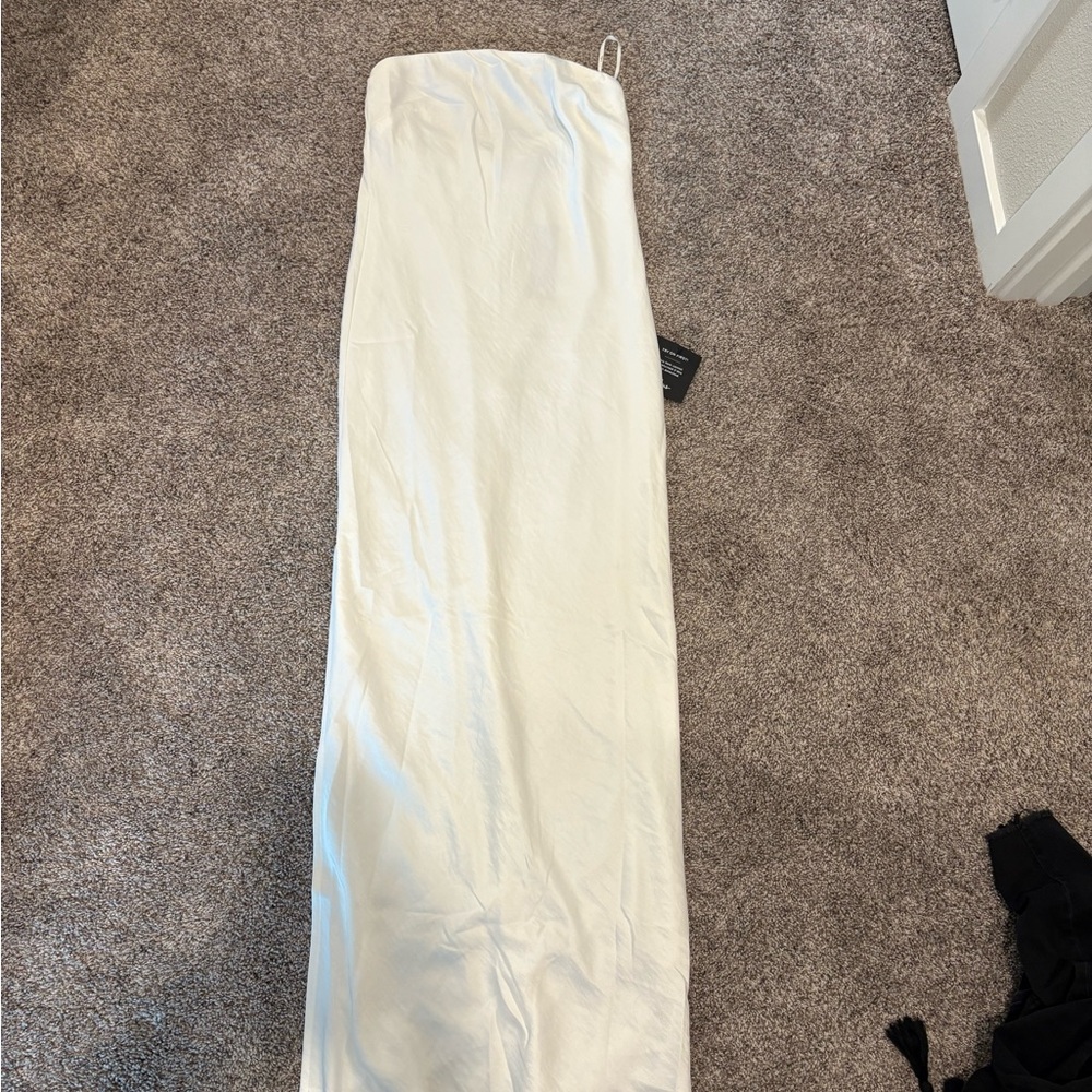A Thing Called Love White Satin Strapless Maxi Dress